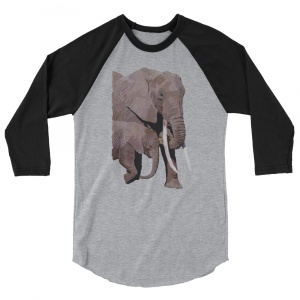 African Elephants 3/4 Sleeve Raglan Shirt.