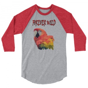 Forever Wild Scarlet Macaw 3/4 Sleeve Raglan Shirt