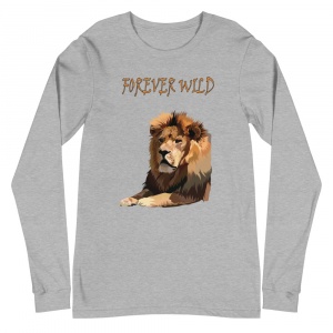 African Elephant and Lion Long Sleeve Shirts - Forever Wild Lion Graphic Long Sleeve Shirt