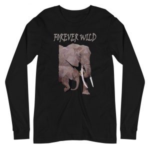 African Elephant and Lion Long Sleeve Shirts - Forever Wild African Elephant Graphic Long Sleeve Shirt 