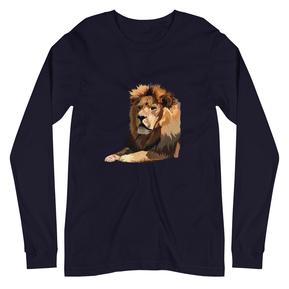 Wildlife Long Sleeve Shirts - Lion Graphic Long Sleeve Shirt