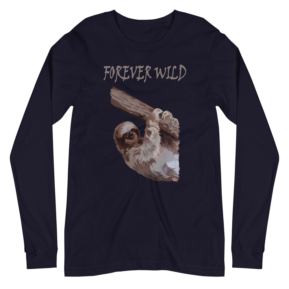 Wildlife Long Sleeve Shirts - Forever Wild Sloth Long Sleeve Shirt